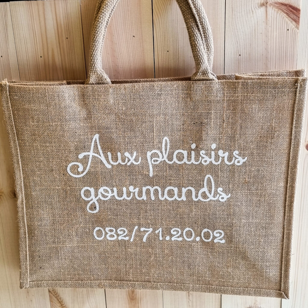 Aux plaisirs gourmands - sacs en toile de jute